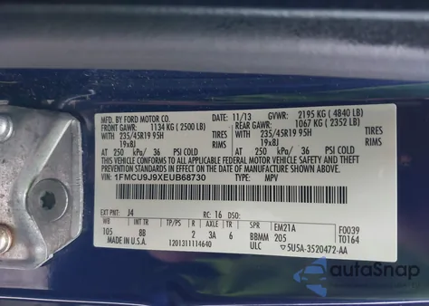2014 Ford Escape Titanium from USA, damaged, VIN 1FMCU9J9XEUB68730